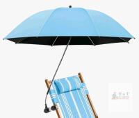 Clip-On Chair Umbrella, Carbon Fiber Ribs & Supports, Light Blue, 40&rdquo; Canopy, Wind & Rustproof
