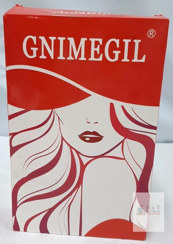 GNIMEGIL Full Synthetic Wig, Brown with Gray Highlights, 22" Wavy, Adjustable Cap