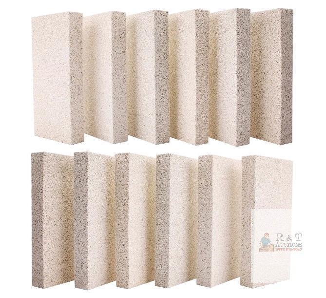 Pack of 12 Insulating Fire Bricks 9"x4.5"x1.25" High-Temp for Kilns, Ovens, Forges New - 12pcs. , 1 Piece is broken on corner
