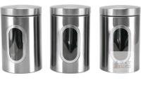Topyond 3-Piece Stainless Steel Kitchen Canister Set with Transparent Windows and Airtight Lids