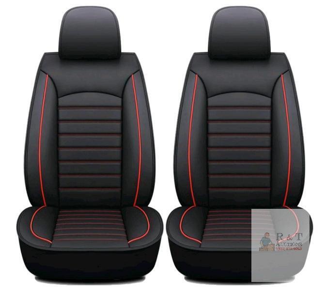 Premium Nappa Leather Front Seat Covers for Ford Explorer 1991&ndash;2026, Black with Red Accents