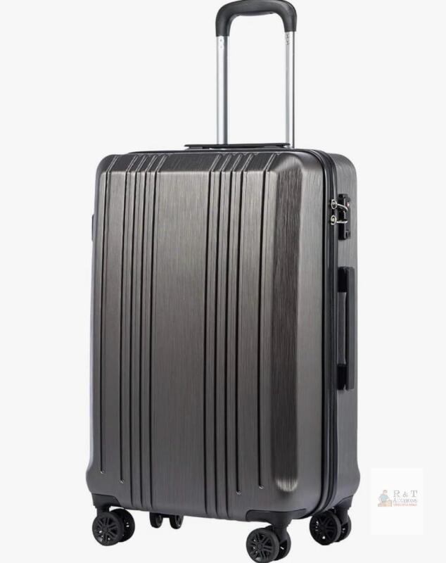 Coolife 28" Expandable Spinner Luggage, Silver Grey, Hard Shell, 78-94L, 4-Wheel, TSA Lock