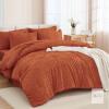 7 Piece Terracotta Tufted Comforter Set, Queen, Includes Shams, Pillowcases, Flat & Fitted Sheets
