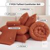 7 Piece Terracotta Tufted Comforter Set, Queen, Includes Shams, Pillowcases, Flat & Fitted Sheets - 2