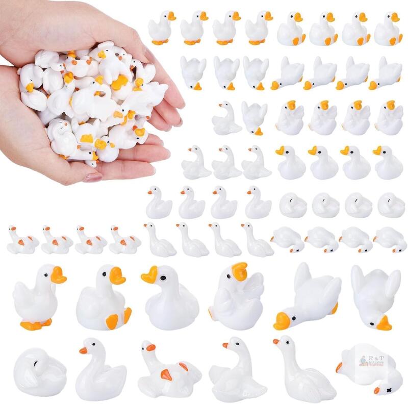 New 48Pcs Mini Resin Gooses Figurines 12 Styles Small Resin Geese | Garden Goose Accessories, Party Favors, Bag Fillers, Dollhouse Decor