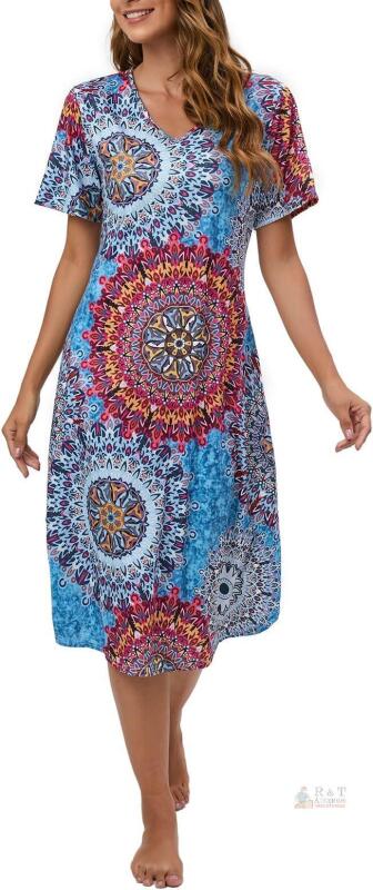 New XL Women's Sleepwear Casual Nightshirts Long Nightgown Full Slip Sleep Nightshirt Sleepwear Lounge Dress