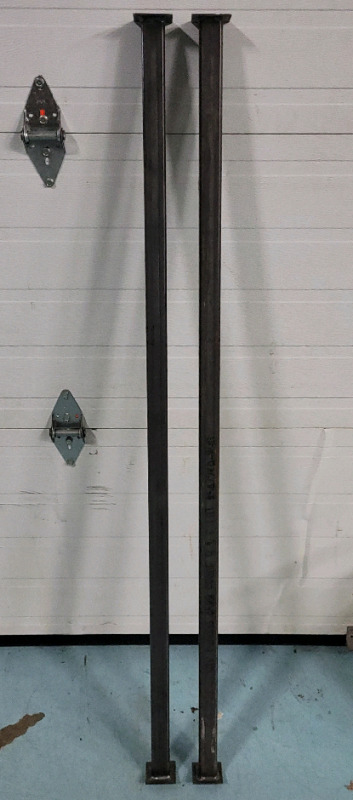 1.5" Square &times; 57.5" Long Metal Rails w/2.5" Flat Ends , Matching Pair