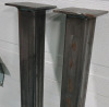1.5" Square &times; 57.5" Long Metal Rails w/2.5" Flat Ends , Matching Pair - 2