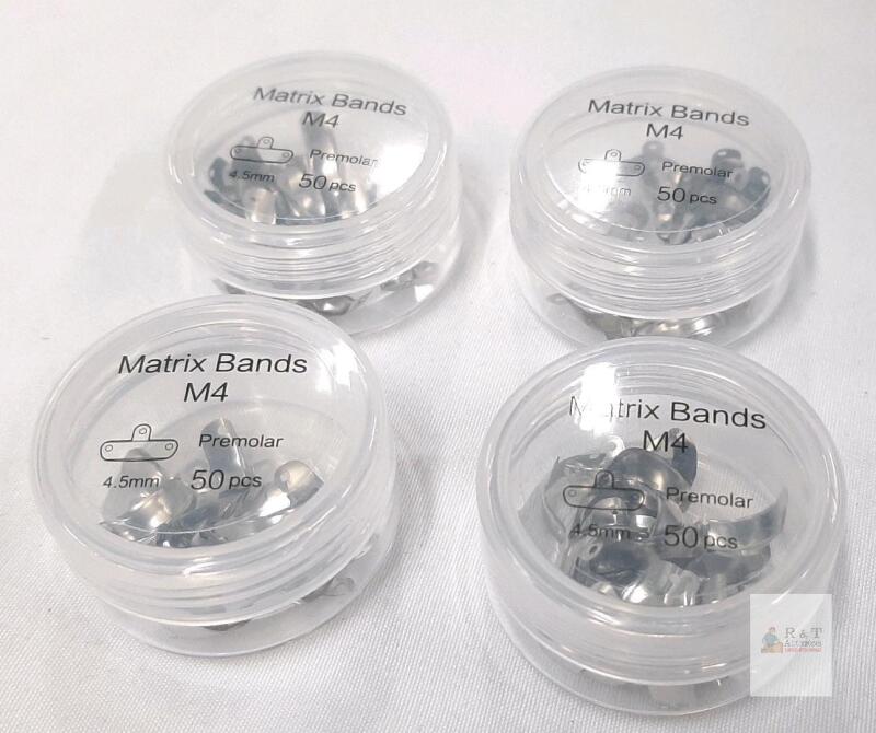 Dental Matrix Bands M4 Premolar 4.5mm Stainless Steel, 50 pcs per Pack, 4 Packs Sealed