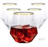 40 Diamond-Shaped Plastic Wine Glasses, 12oz, Gold Rim, Stemless, 3.5in Height