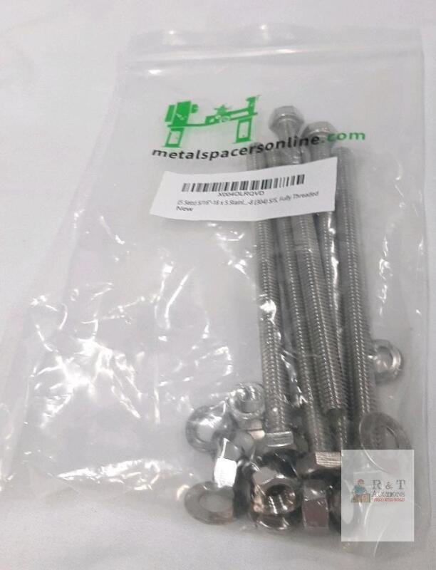 5/16"-18 x 5" 304 Stainless Steel Hex Bolts, Nuts & Washers Set, Fully Threaded, 5 Sets