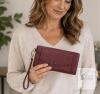 Yaluxe Genuine Leather Wristlet Wallet with RFID Protection, Maroon/Burgundy, Detachable Strap