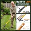 Manual Stand-Up Weed Puller Tool, 4-Claw Steel Head, Detachable Wooden Handle, Yellow - 2