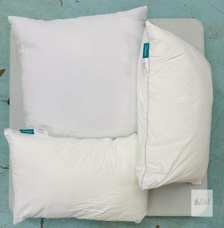 Oubonun Standard Bed Pillows, 24x24" Feather Down & 16x24" Polyester Fill, OEKO-TEX Certified