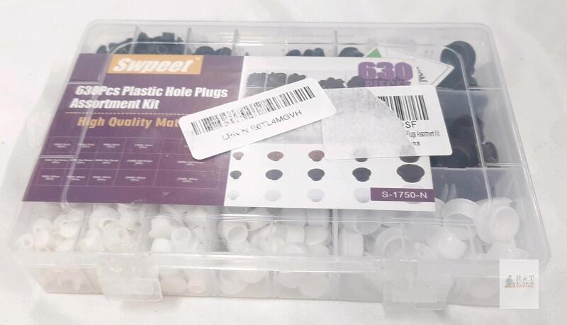 Swpeet 630-Piece Plastic Hole Plug Kit, 5 Sizes (1/5" to 1/2"), 3 Colors, Model S-1750-N