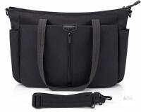 Black Tote/Diaper/Travel Bag with Dual Handles and Removable Shoulder Strap
