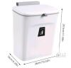 Wall-Mounted Hanging Trash Can, 2.4 Gal, Plastic, Flip Lid, 10"x6"x12" Compact Waste Bin - 2