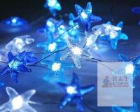 Battery Operated Star-Shaped LED String Lights, 20 LEDs, 6.5 ft, On/Off Switch, Clear Wire