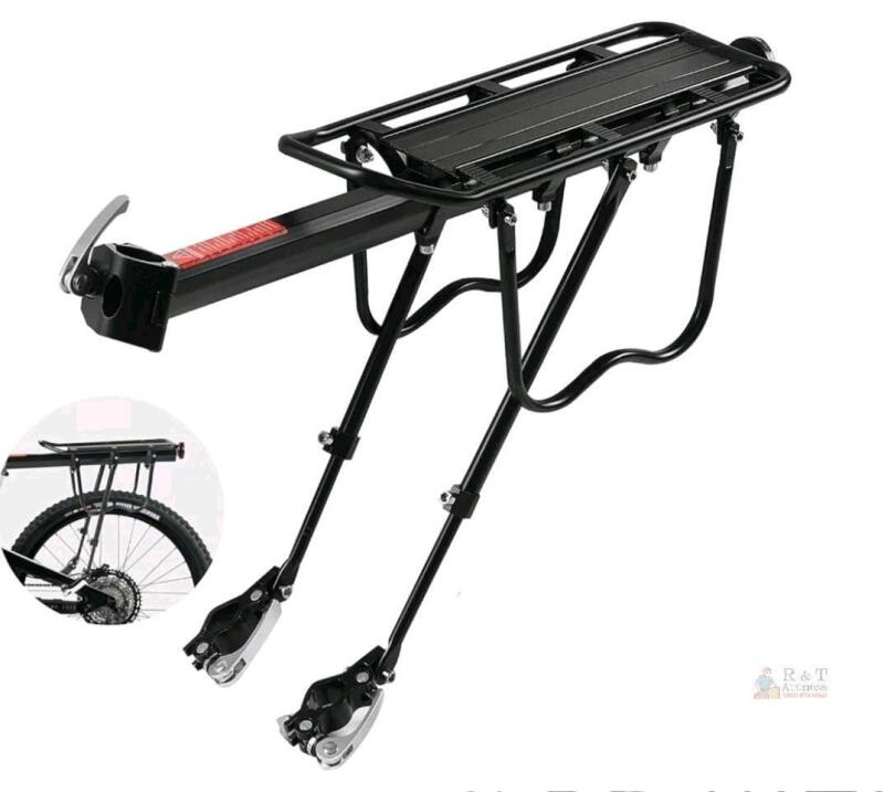 PussHog Rear Bike Rack, Aluminum Alloy, Quick-Release, Adjustable, Fits 26"-29" Bikes, Black