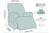 TAOCOCO Oversized 1-Seater Stretch Recliner Cover, Sage Green, 4-Piece Set - 3