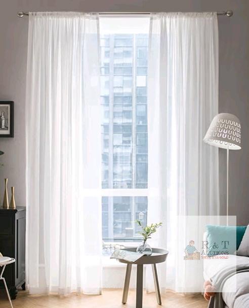 MIULEE Sheer White Curtain Panels 90"x54" Rod Pocket Set of 2, Light Filtering Polyester