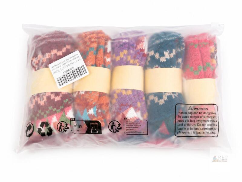 Amberti SD10001C Multi-Color Patterned Wool Blend Socks, 5 Pairs, New in Package