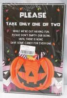 Halloween Metal Wall Sign 8x12 Inch &ndash; Trick or Treat Pumpkin Candy Bowl Reminder, X004B9R9S3