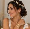 Elegant Gold-tone Leaf Bridal Jewelry & Hair Accessories Set with Headband, Bracelets, Earrings, and Hair Pins - 4