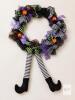 Halloween Witch Legs Decorative Wreath with Striped Ribbons & Boots