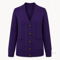NEW Size XL Women&rsquo;s Purple Cable-Knit 5-Button Cardigan Sweater with Pockets, *