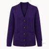 NEW Size XL Women&rsquo;s Purple Cable-Knit 5-Button Cardigan Sweater with Pockets, *