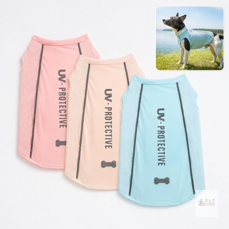 NEW 3-Pack Breathable UV-Protective Reflective Dog Shirts, Pink, Beige & Blue