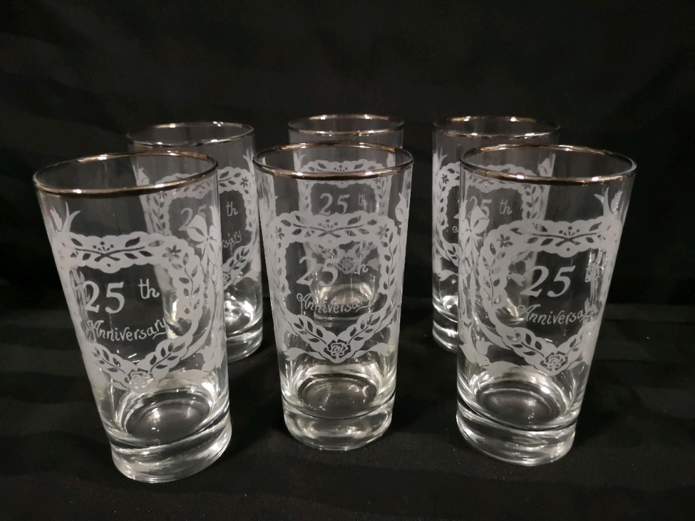 Vintage 25th Anniversary Bar Ware - Glasses