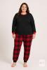 New Size 2XL 2-Piece Womens Christmas Pajama Set, &ndash; Black & Red Plaid