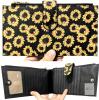 New Feith & Felly Sunflower Women's Card Case Wallet with Tons of Room For Cards + 2 Zippered Sections For Coins or Cash