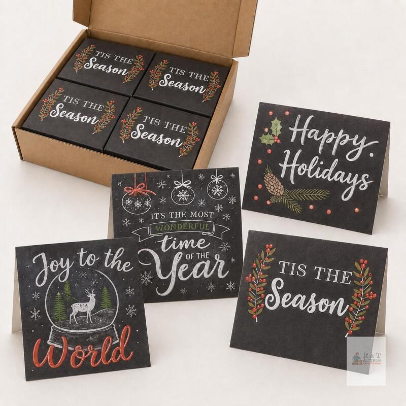 NEW Sustainable Greetings 48-Pack Christmas Cards with Envelopes, 4 Designs