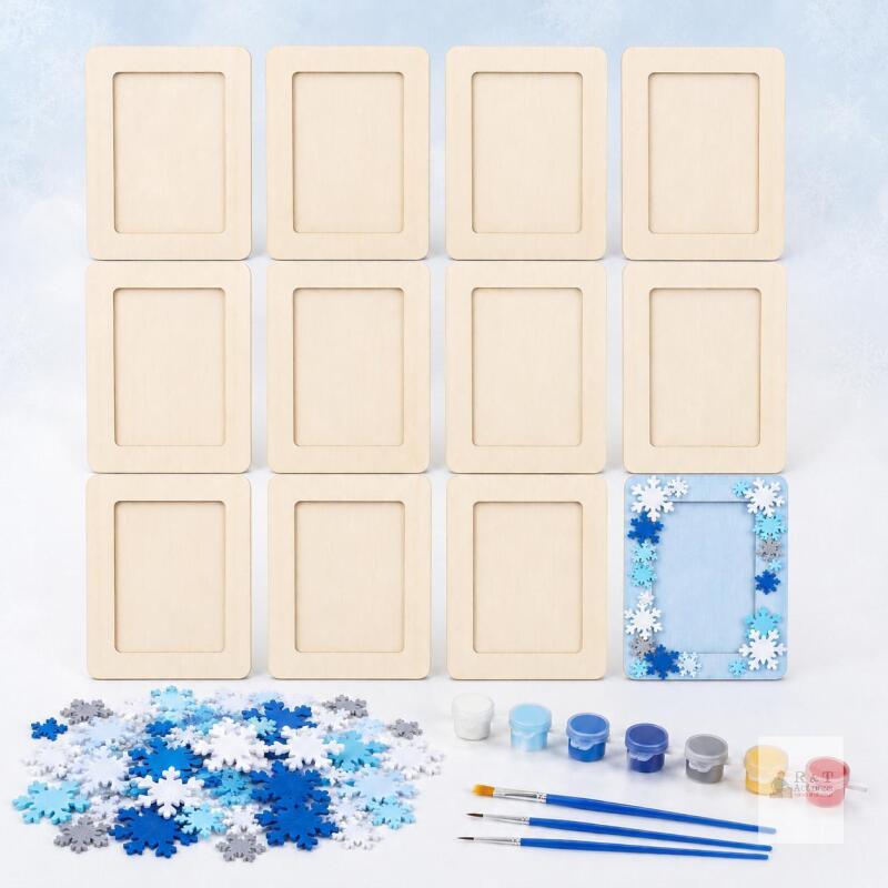 NEW Gerrii 12-Set DIY Wooden Winter Picture Frame Painting Craft Kit
