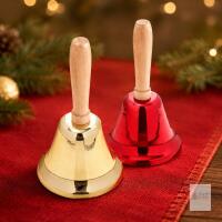 NEW 2 Pcs Hand Bell - Call Bells Metal Signal Ringing Bell Santa Bells with Wooden Handle for Xmas Service Dinner Pets Wedding Party