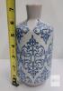 Pair of Blue Swirl Glass Vase 9" & Blue White Ceramic Vase 7" Ornate Design Home Decor - 2