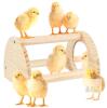 New Pine Chicken Perch with Mirror, Strong Chick Jungle Gym Roosting Bar, Chicken Toys for Coop and Brooder, Training Perch Toys for Large Bird, Parrot, Macaw, Hens (Small) . Chick's not included