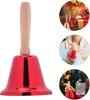 NEW 2 Pcs Hand Bell - Call Bells Metal Signal Ringing Bell Santa Bells with Wooden Handle for Xmas Service Dinner Pets Wedding Party - 2