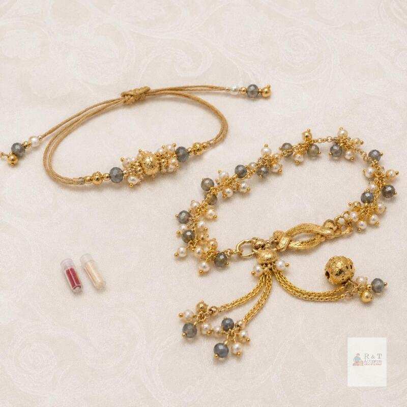 NEW Bhaiya Bhabhi Rakhi & Lumba Bracelet Set with Kumkum and Rice