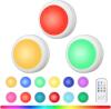 New Totahow LED Puck Lights Battery Operated with Remote, 3 Pack 13 Colors Changeable LED Under Cabinet Lights,Stick on Lights with Dimmer and Timer with remote - 2