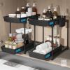 New Sevenblue 2-Pack 2-Tier Under Sink Organizer with Pull Out Drawers | Multi-use kitchen & bathroom storage. Includes hanging hooks and cups. Extra Large