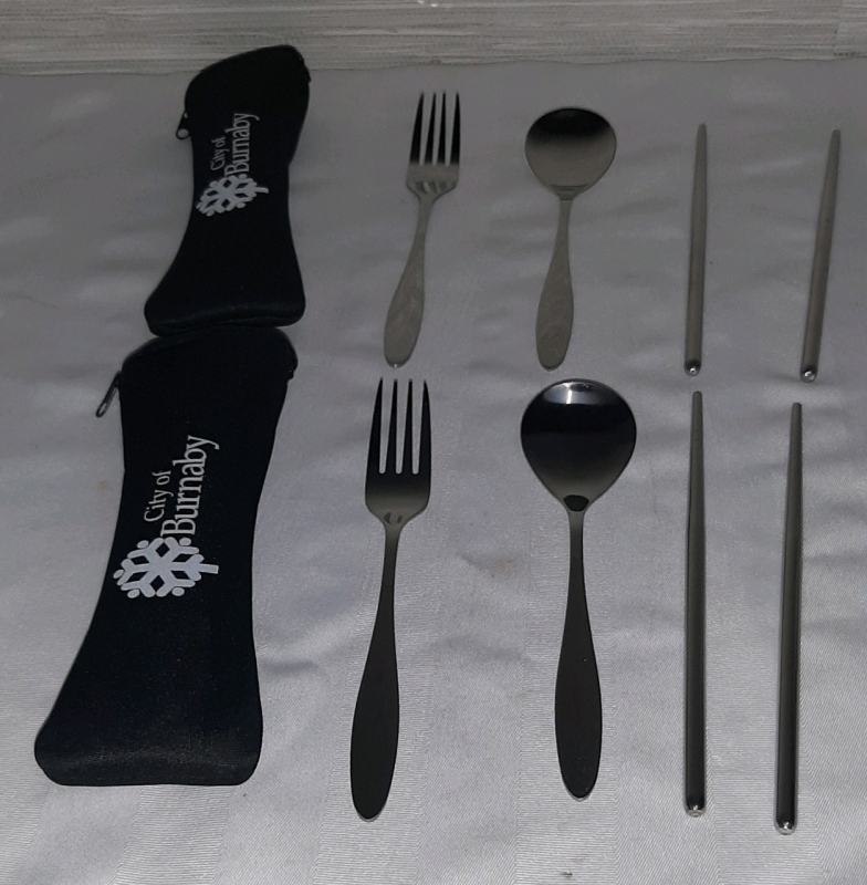 New, 2 Reuseable Utensil Sets in a Zipped Carrier