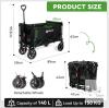 Hikenture Folding Wagon Cart, 150kg Capacity, 140L, 360&deg; Wheels, Steel Frame, No Assembly - 2