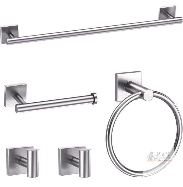 DUMDER 5-Piece Brushed Nickel Bathroom Hardware Set, 23.6" Towel Bar, 304 Stainless Steel