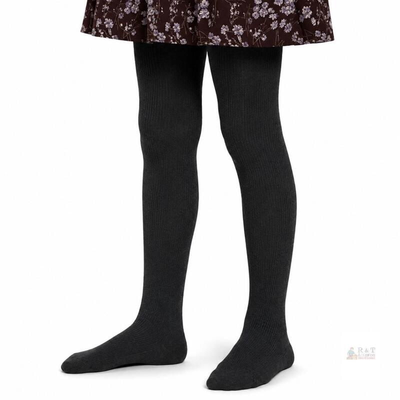 NEW Girls&rsquo; Black Ribbed Thermal Tights, Size 9&ndash;10 Years