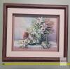 Pair 3D Floral Still Life Art Prints, Professionally Framed, 19"x15", Double Mat, Signature - 4