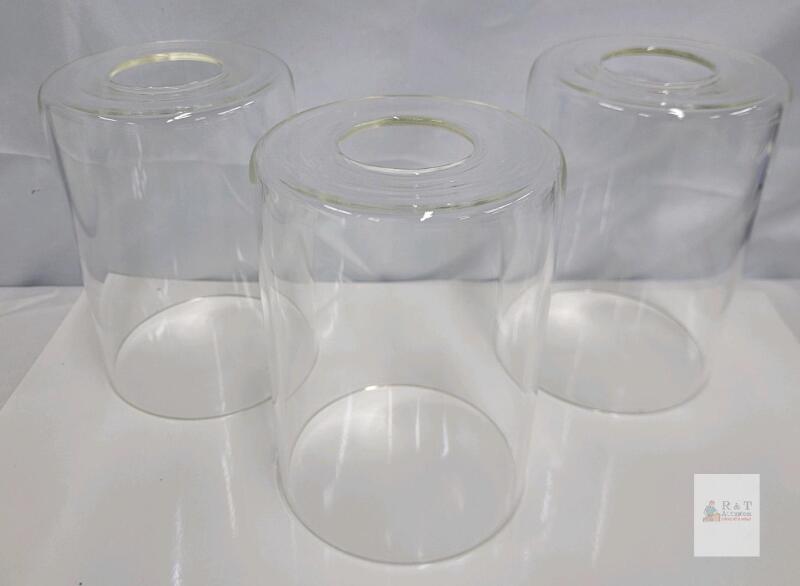 NEW Glass Lamp Chimneys, Clear Cylindrical Shades, 5 Inch Diameter, New - 3pcs , 5.5" tall & 3 ⅞" diameter